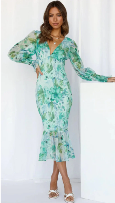 Angel | Elegantes Midikleid mit Blumenmuster für Damen