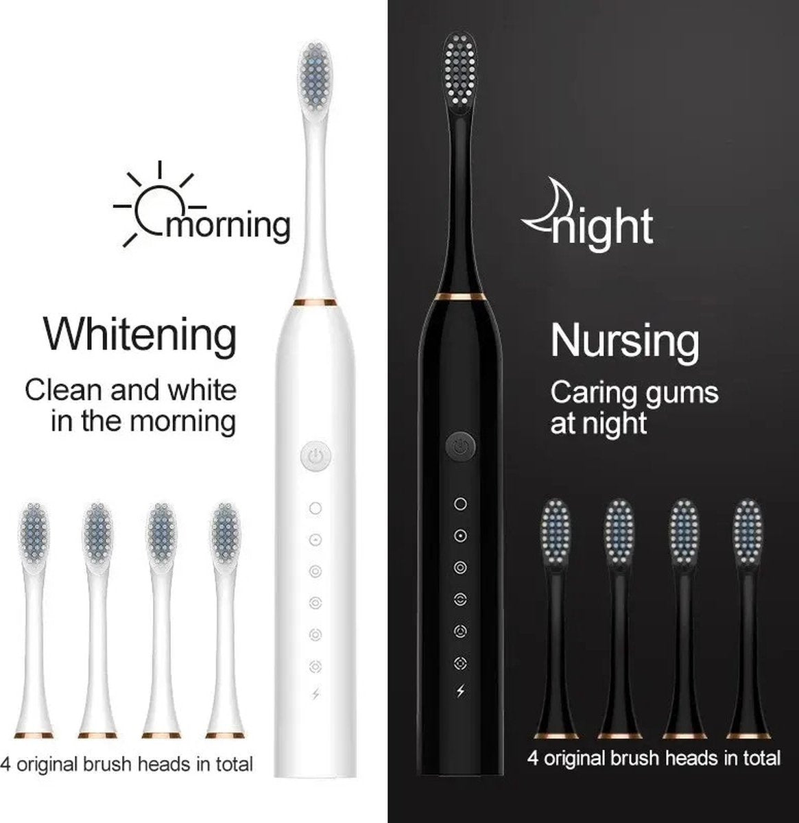 Freshsonic - 5 -Modi Elektrische Zahnbürste mit Whitening & Reisekoffer