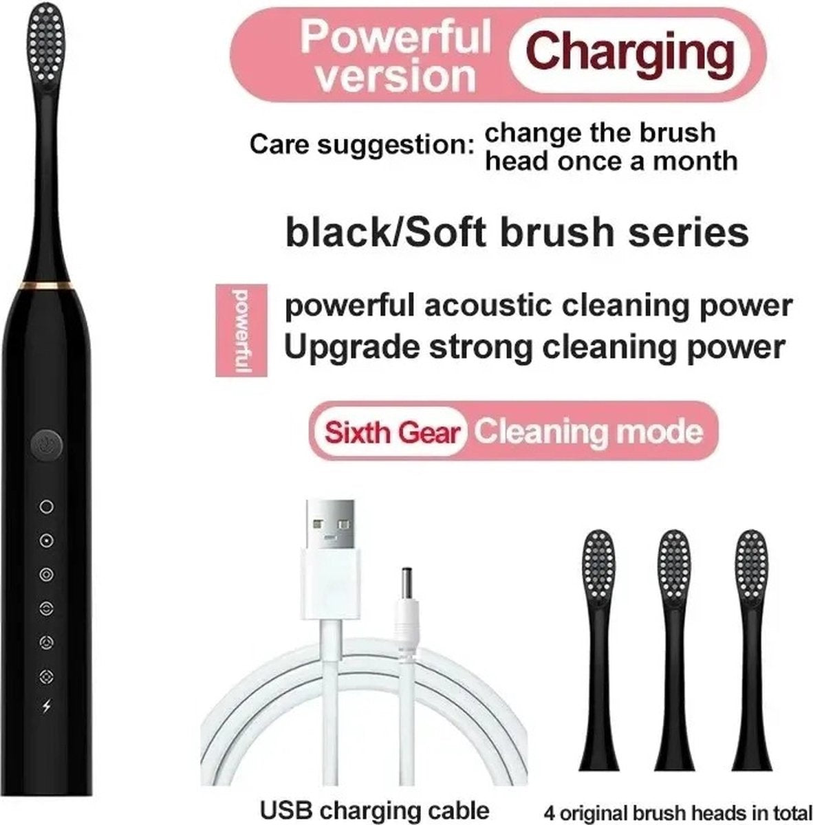 Freshsonic - 5 -Modi Elektrische Zahnbürste mit Whitening & Reisekoffer