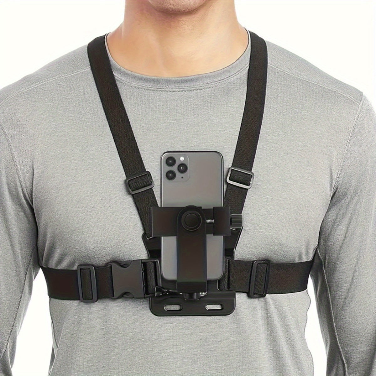  Verstellbarer Freisprecher Brustgürtel für bequeme Dreharbeiten und Fotografie-sichere Telefonhalter für Smartphones und Actionkameras-1