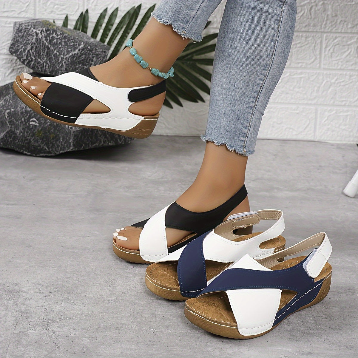 Sunny | Modische Zweifarbige Sandalen - Perfekt für den Sommer