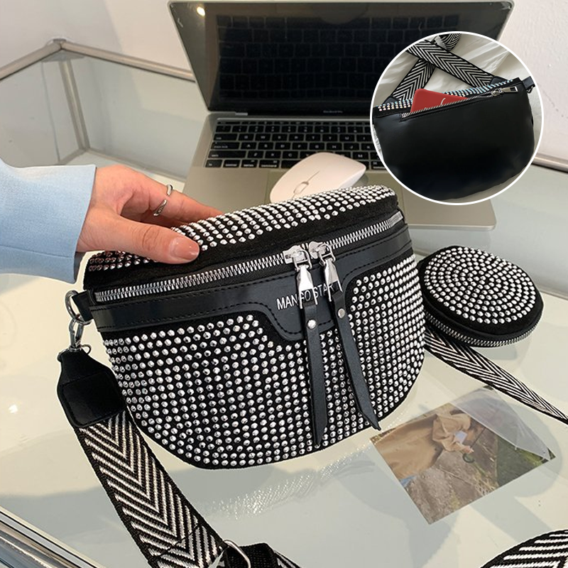 Mila | Stilvolle Strass Damen Hüft- und Schultertasche