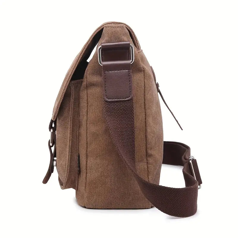 Max | Vintage Canvas Leder Schultertasche für Männer