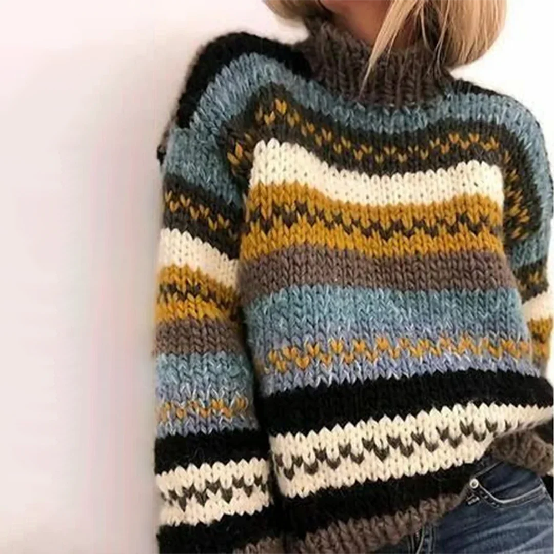 Eden | Gemütlicher Damen Rollkragenpullover mit Streifenmuster