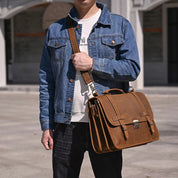 Daniel | Herren Leder Crossbody Messenger Laptoptasche Reisetasche