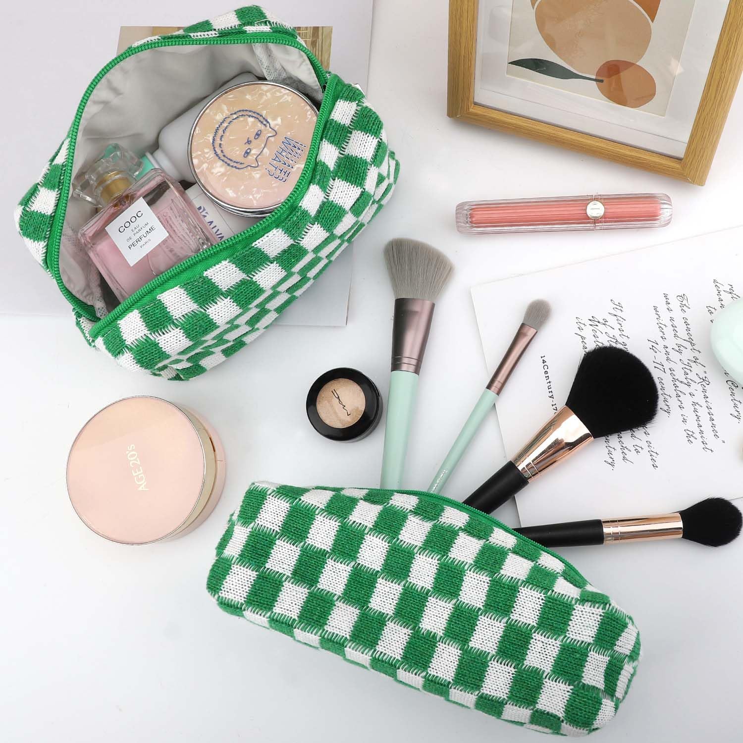 Claire | Stilvolles und funktionales kariertes Beauty-Organizer-Set