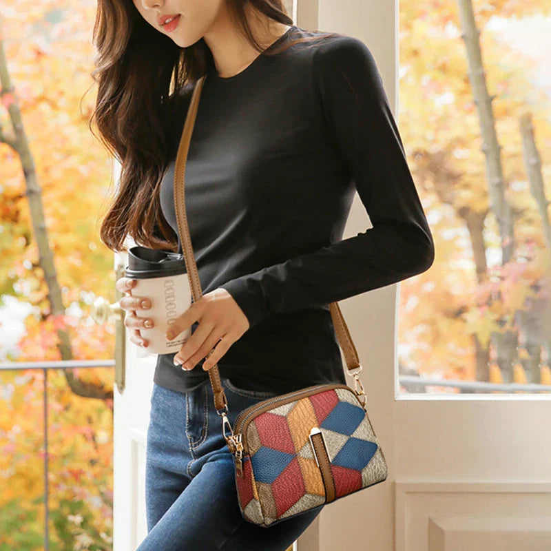 Sophie | Damen Patchwork Leder Mini Umhängetasche