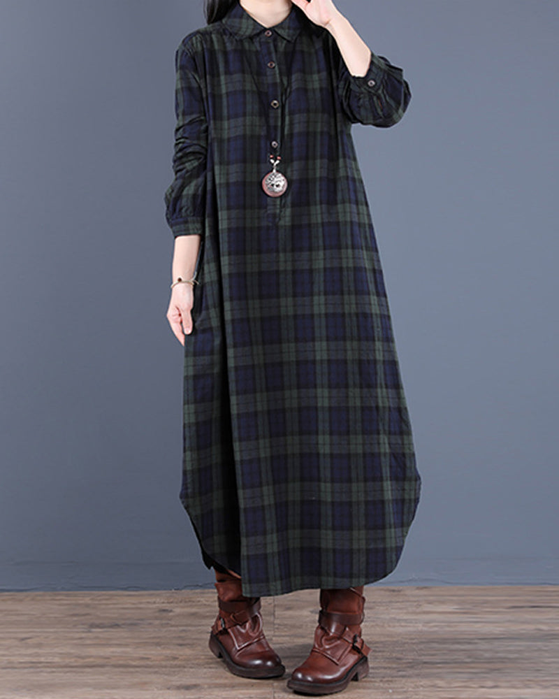 EMMA | Kariertes Langarm-Hemdkleid