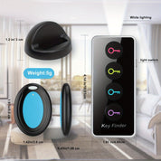 4-in-1-Schlüsselfinder mit LED-Blitz- und farbcodierten Empfängern-Kompaktschlüssel Locator für Schlüssel, Fernbedienungen und mehr-2