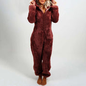 Dahlia | Eleganter Langer Fleece-Overall mit Kapuze
