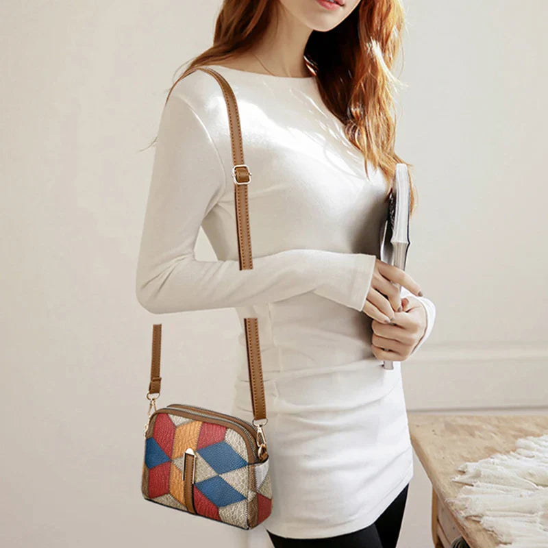 Sophie | Damen Patchwork Leder Mini Umhängetasche