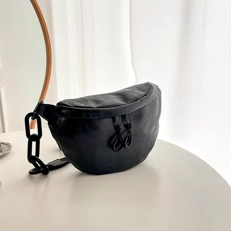 Amara | Minimalistische Kette PU-Leder Crossbody Bauchtasche