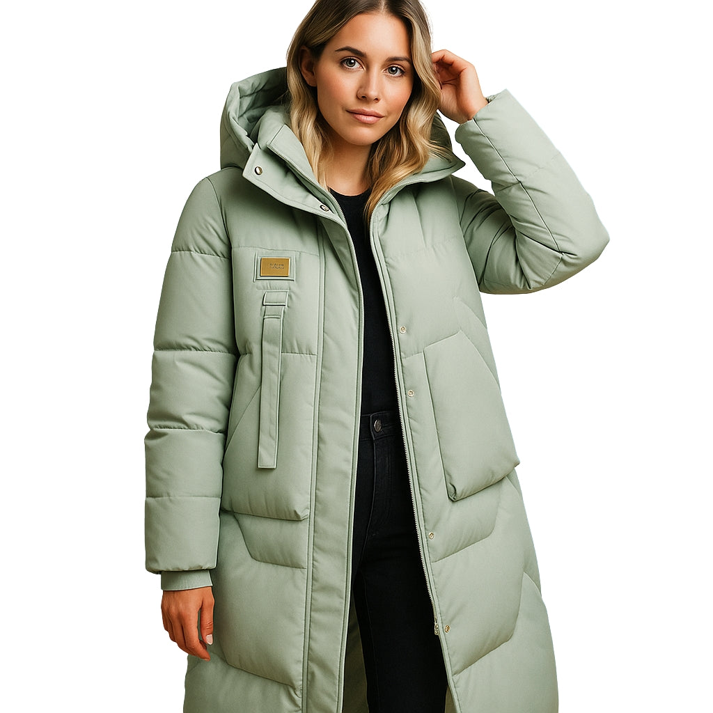 Damen Winter Mantel Elegant Warm Baumwolle mit Taschen