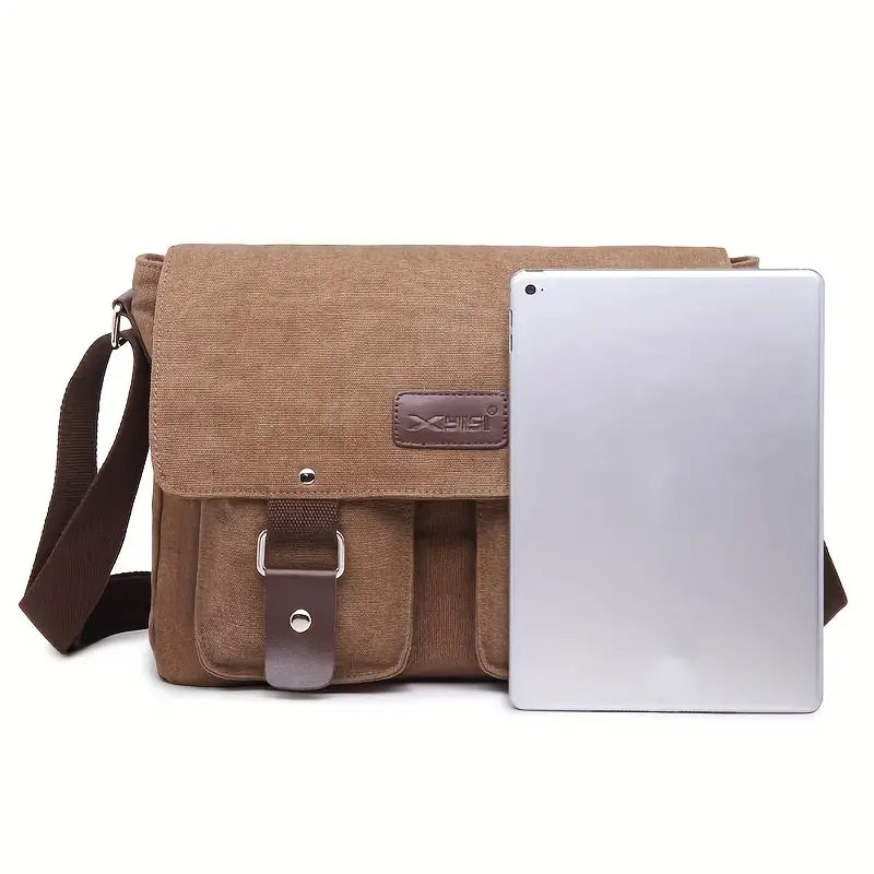 Max | Vintage Canvas Leder Schultertasche für Männer