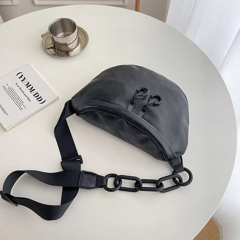 Amara | Minimalistische Kette PU-Leder Crossbody Bauchtasche