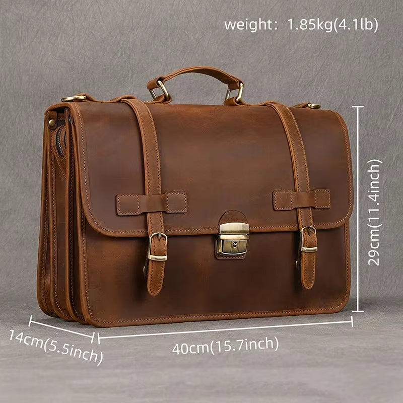 Daniel | Herren Leder Crossbody Messenger Laptoptasche Reisetasche