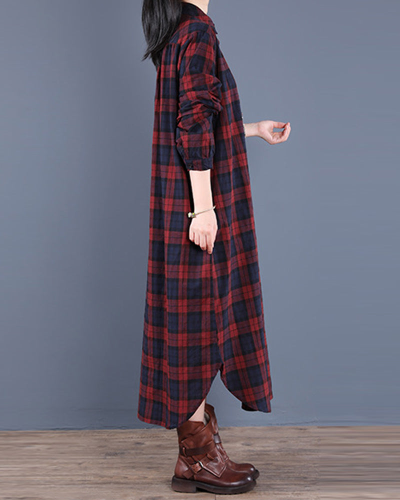 EMMA | Kariertes Langarm-Hemdkleid