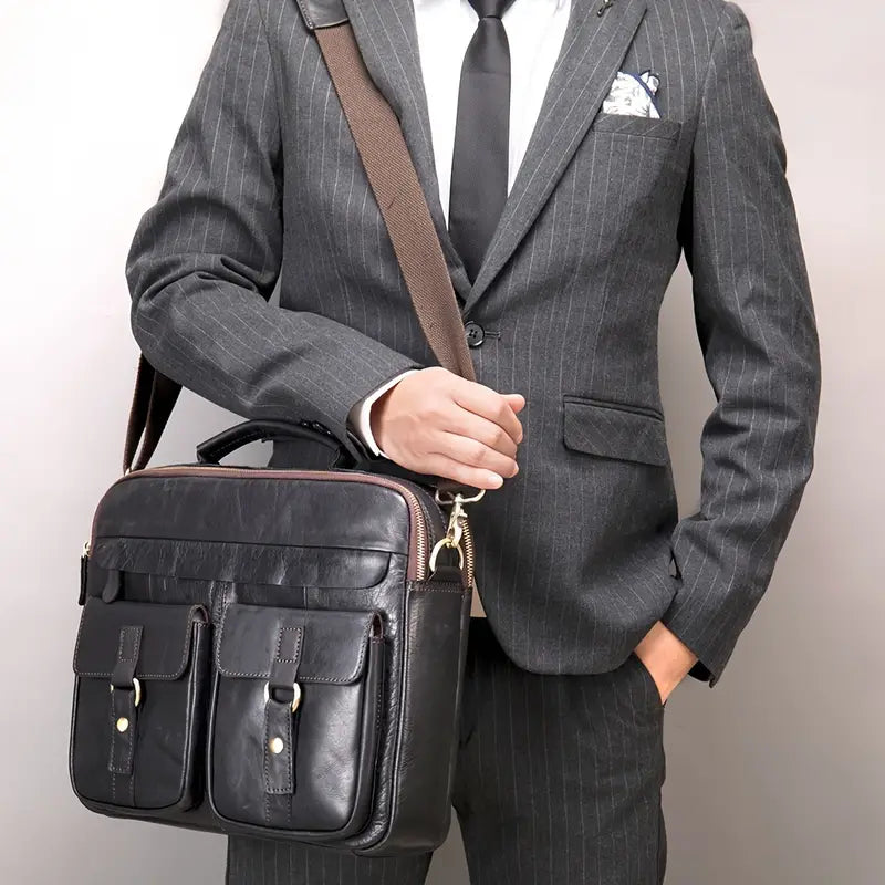 Max | Echte Leder Aktentasche Crossbody Messenger Reisehandtasche