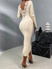 ARJANE | Elegantes Strickkleid mit Spitzenrücken