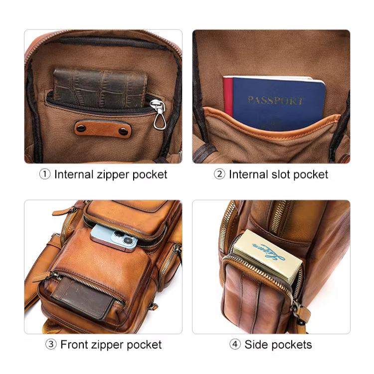Liam | Vintage Rindsleder Leren Umhängetasche Reisetasche