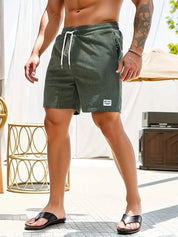  Gelegenheitsshorts von Männern - atmungsaktivem, leichtem Stoff - elastischer Bund mit Kordelkordel-4