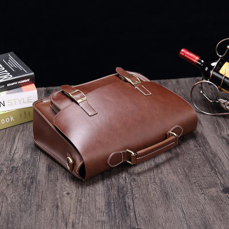 Liam | Retro PU Leder Aktentasche Crossbody Messenger Tasche