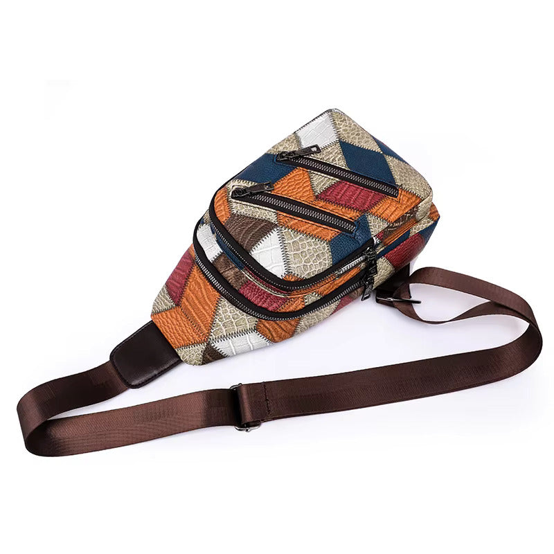 Fleur | Damen Farbblock Crossbody Tasche aus geprägtem PU-Leder