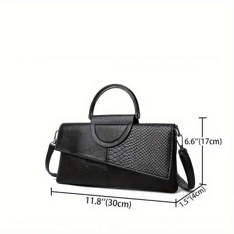 Clara | Retro Leder Schultertasche mit Krokodilmuster