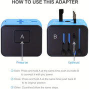 Universeller Reiseadapter mit 4 USB-Anschlüssen und Typ-C-Globale Kompatibilität, schnelle Ladesicherheitsfunktionen-5