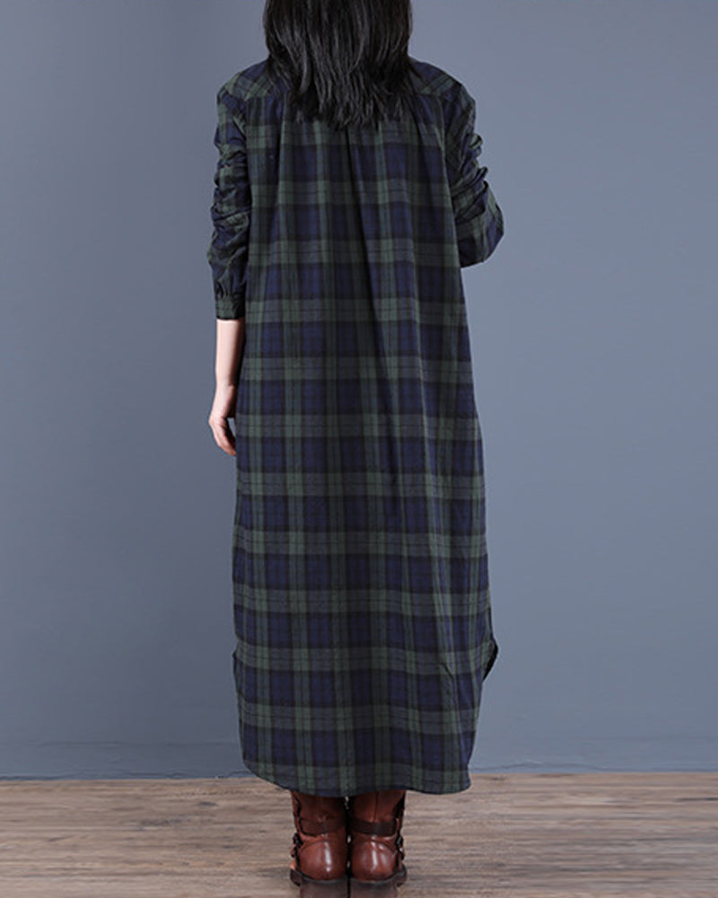 EMMA | Kariertes Langarm-Hemdkleid