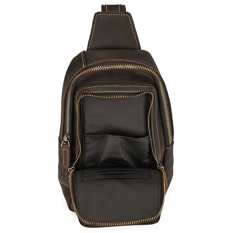 Mason | Herren Retro Echte Ledertasche Anti-Diebstahl Umhängetasche Brusttasche