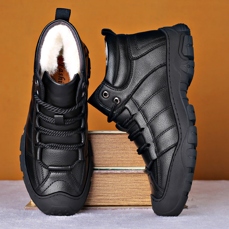 Jorge | Robuste Winterstiefel aus Echtem Leder mit Logo-Druck