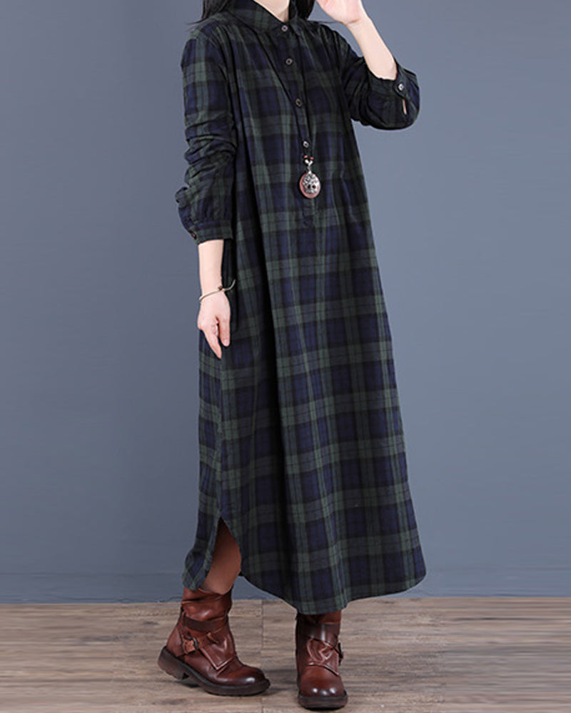 EMMA | Kariertes Langarm-Hemdkleid