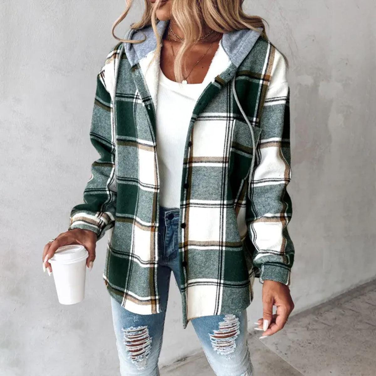 EMILY | Kariertes Lässige Übergangsjacke Herbstjacke für Damen