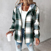 EMILY | Kariertes Lässige Übergangsjacke Herbstjacke für Damen