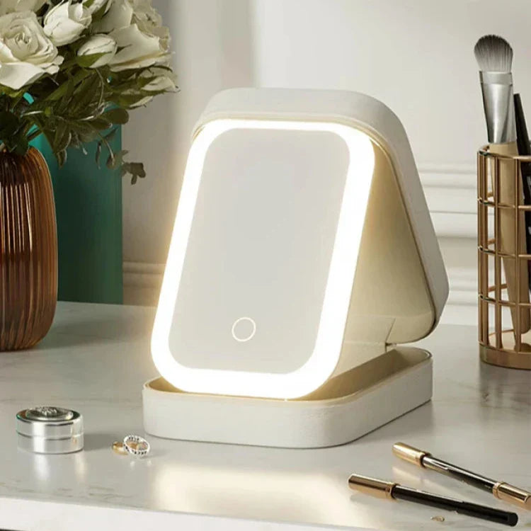 Kori | Tragbarer LED-beleuchteter Spiegel Reise-Make-up-Tasche