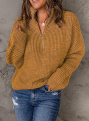Yvonne | Eleganter Damenpullover mit V-Ausschnitt und Polokragen