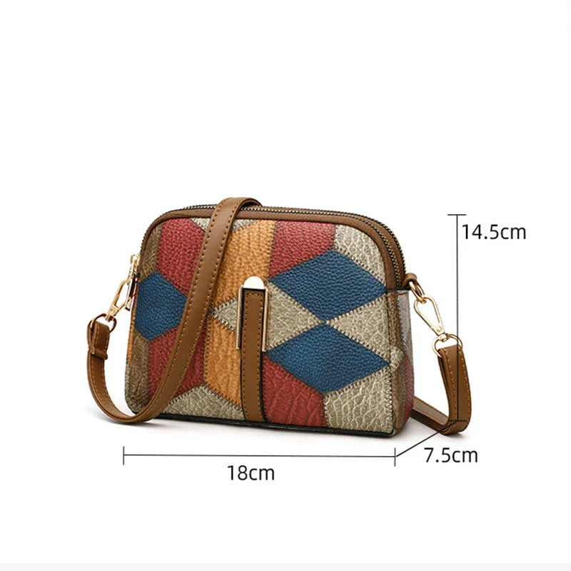 Sophie | Damen Patchwork Leder Mini Umhängetasche