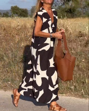 CLAIRE | Bedrucktes Maxi-Kleid mit V-Ausschnitt