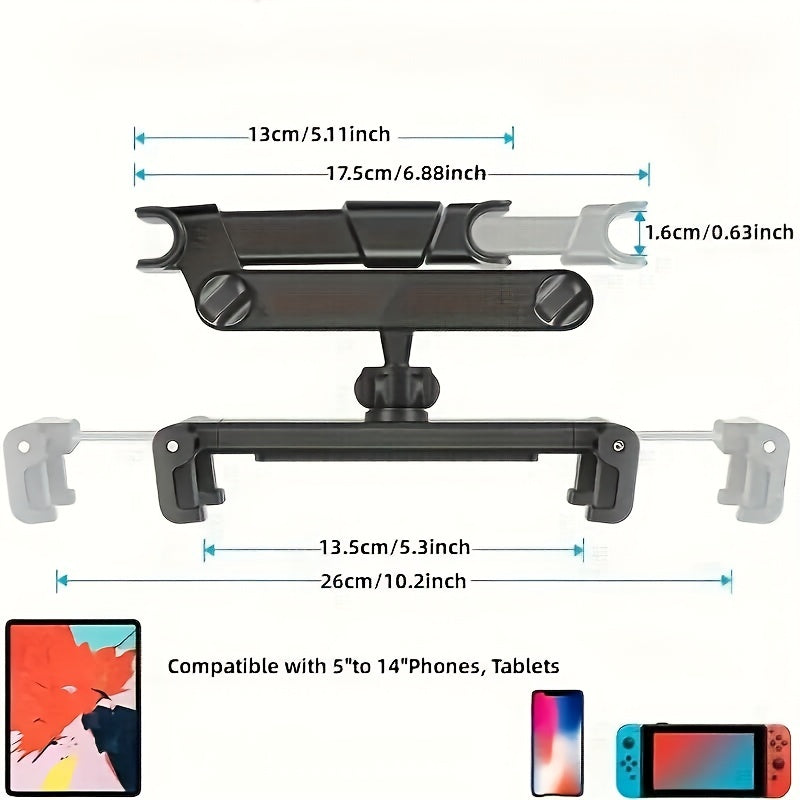 Einstellbarer Tablethalter für die Autoübergang - passt 5 bis 14 Geräte, sicherer und vielseitiger Tablet -Ständer für die Reise-2