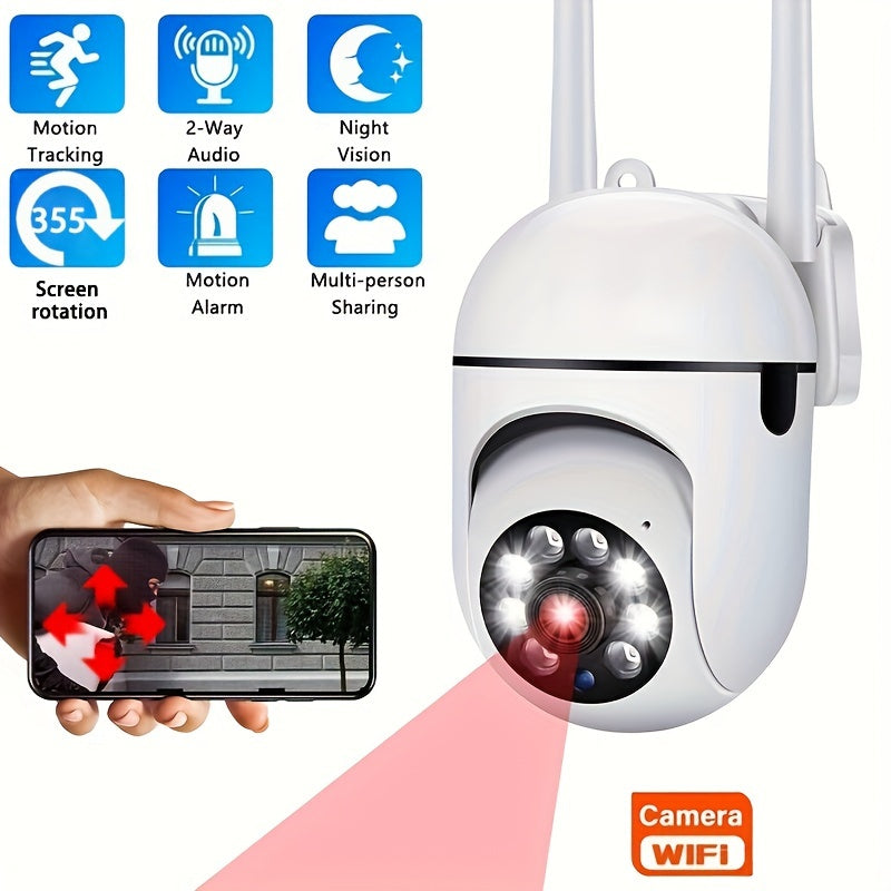 Intelligente drahtlose Überwachungskamera mit 1080p HD-Auflösung, Farb Nachtsicht, Zwei-Wege-Audio, Indoor/Outdoor-Gebrauch-3