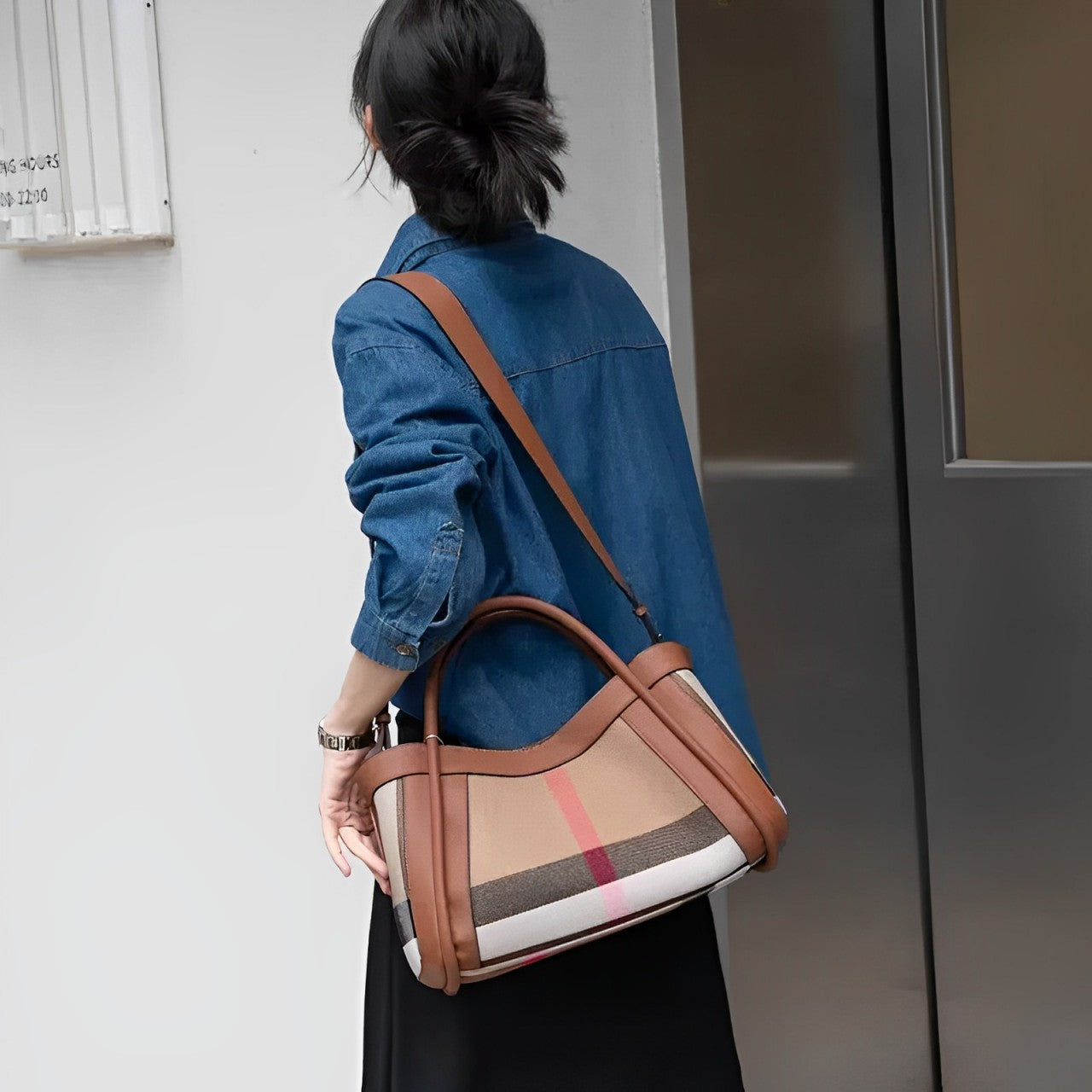 Sophia | Damen Leder Patchwork Große Crossbody Handtasche
