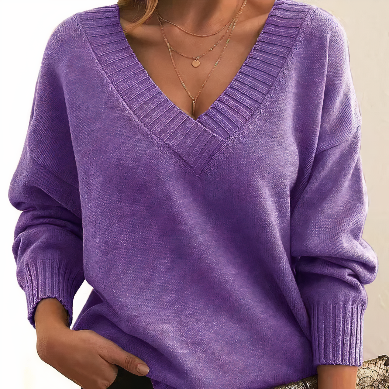 Jell | V-Ausschnitt Kaschmirpullover
