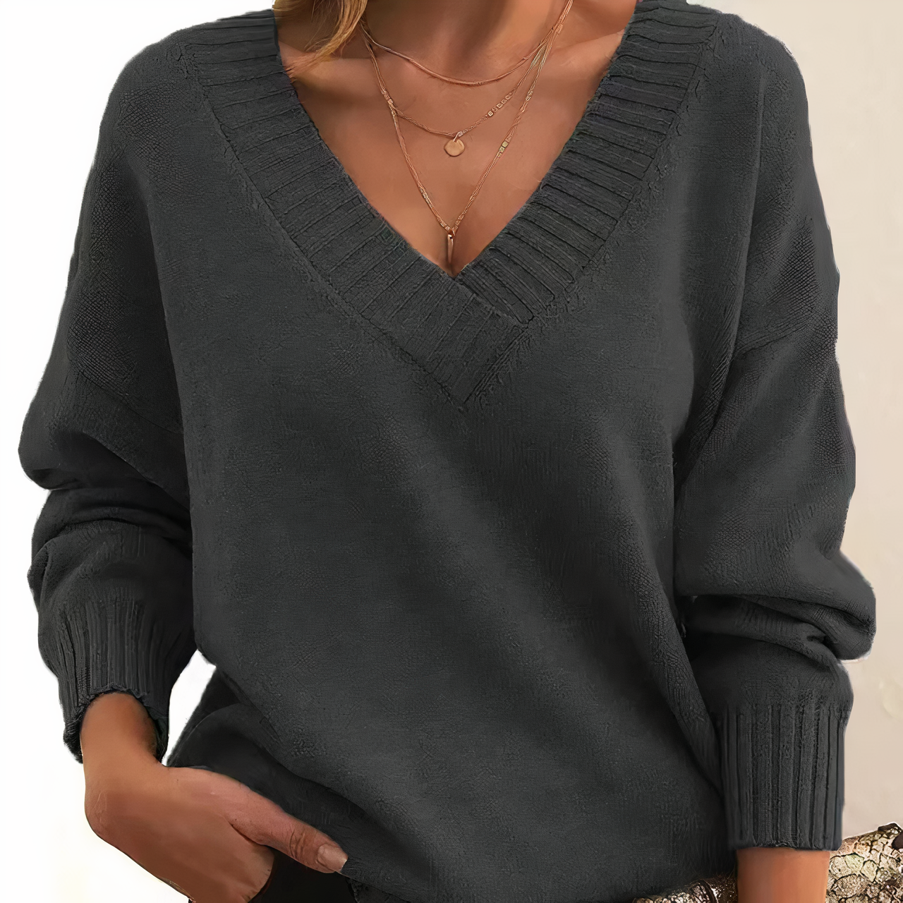 Jell | V-Ausschnitt Kaschmirpullover