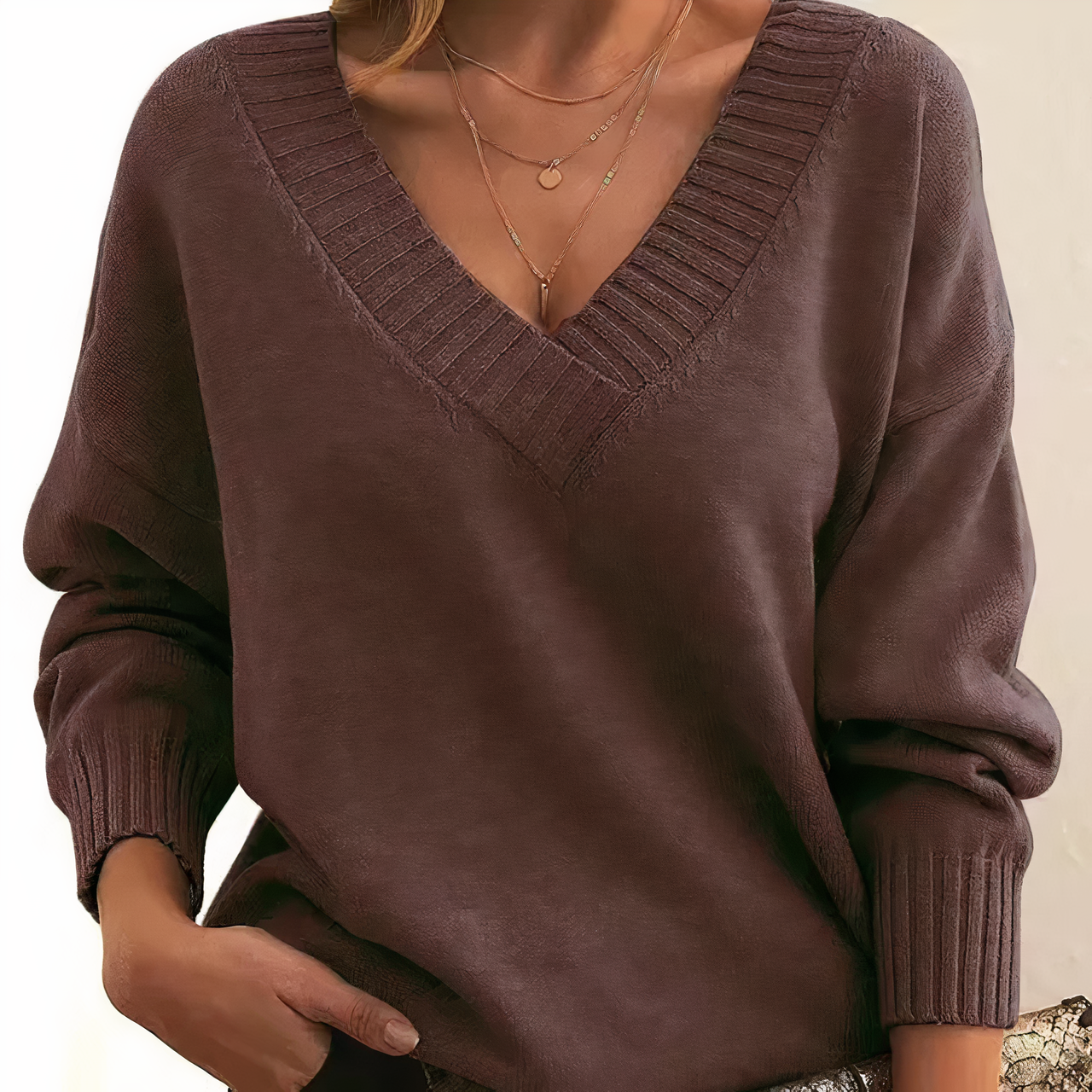 Jell | V-Ausschnitt Kaschmirpullover