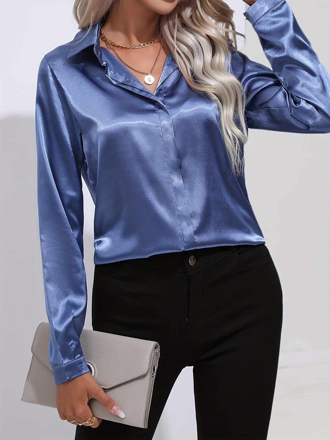 Aaliyah | Satin-Hemd mit Knopfleiste für Damen 5
