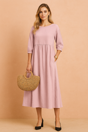 Amabel | Elegantes Midikleid mit 3/4-Ärmeln 2