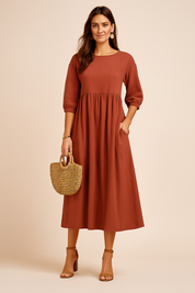 Amabel | Elegantes Midikleid mit 3/4-Ärmeln 8