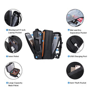 BANGE 45L Business-Reiserucksack, Handgepäck-Rucksack, langlebige, umwandelbare Reisetasche, passend für 17,3-Zoll-Laptops, für Männer und Frauen 1