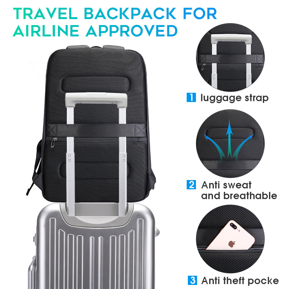 BANGE Business Wasserdichter Rucksack Geeignet für 15,6 Zoll Laptop Rucksack mit USB-Aufladung 5